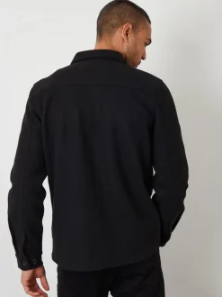 Threadbare Black Faux Fur Wool Button Up Shacket