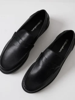 Threadbare Black Faux Leather Penny Loafers
