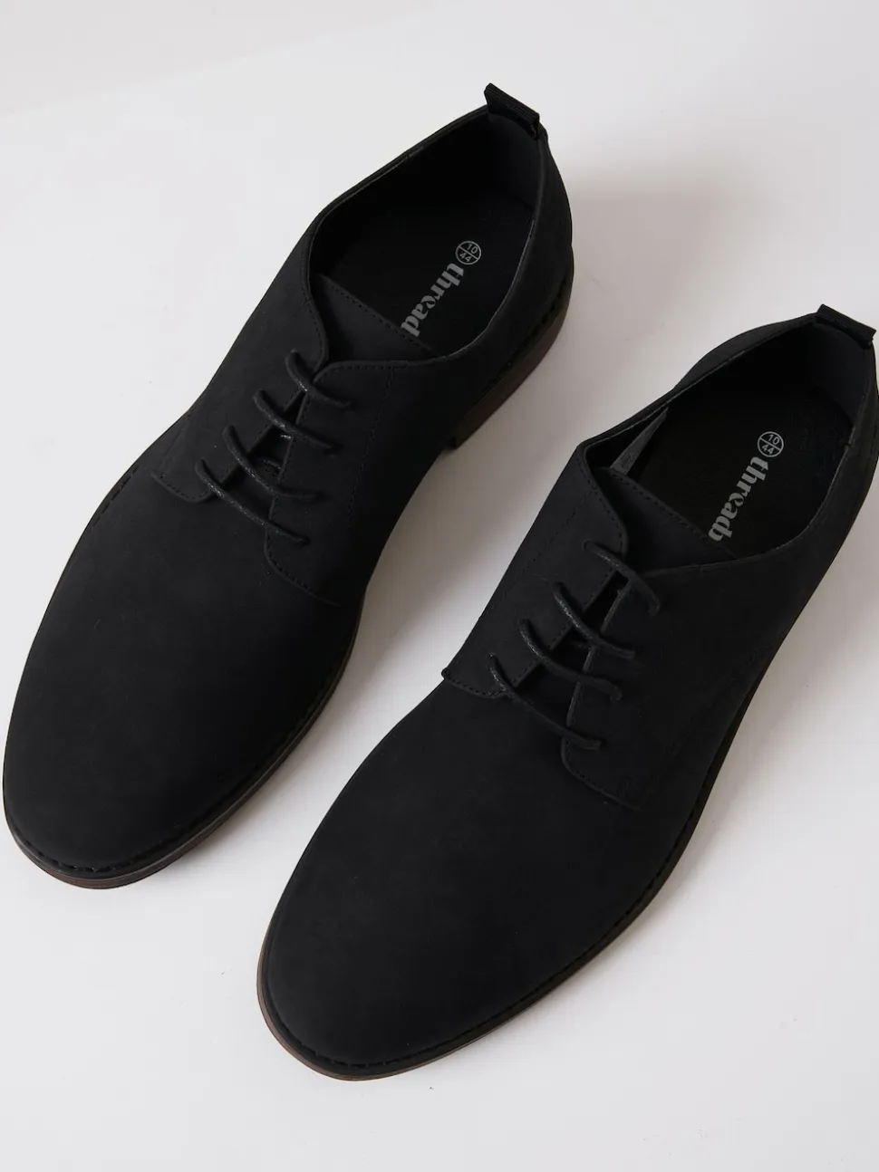 Threadbare Black Faux Suede Derby Shoes