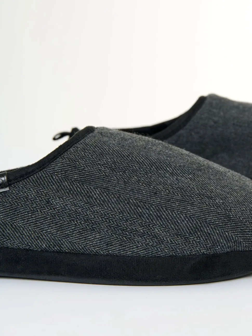 Threadbare Black Faux Suede Faux Fur Lined Mule Slippers