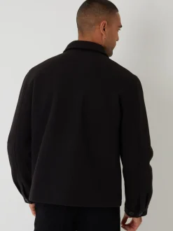 Threadbare Black Faux Wool Button Up Quilted Shacket