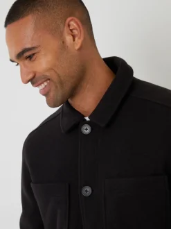 Threadbare Black Faux Wool Button Up Quilted Shacket