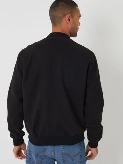 Threadbare Black Faux Wool Brushed Bomber Jacket