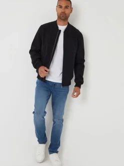 Threadbare Black Faux Wool Brushed Bomber Jacket