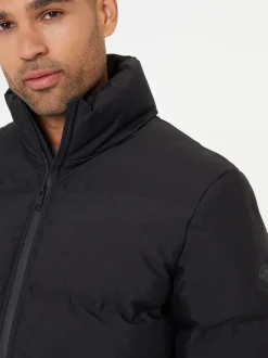 Threadbare Black Funnel Neck Puffer Jacket
