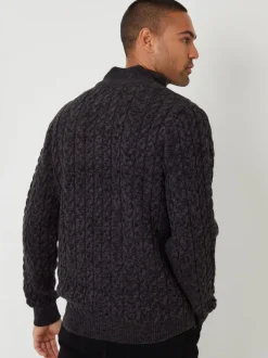 Threadbare Black Funnel Neck Cable Knit Jumper