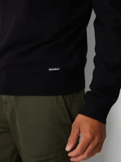 Threadbare Black Funnel Quarter Zip Knitted Jumper