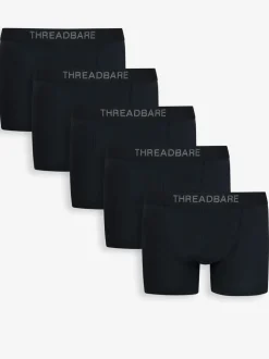 Threadbare Black Hipster Fit Boxer Shorts (5 Pack)