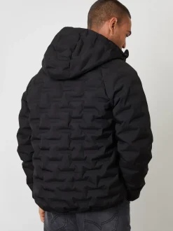 Threadbare Black Hooded Quilted Jacket