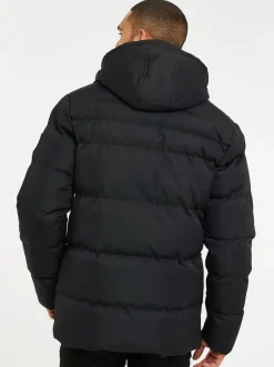 Threadbare Black Hooded Showerproof Puffer Coat