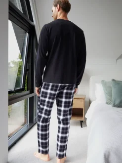 Threadbare Black Jolly Matching Christmas Check Curve Family Pyjamas