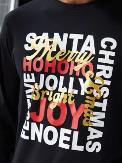 Threadbare Black Jolly Matching Christmas Check Curve Family Pyjamas