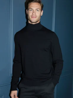 Threadbare Black Knitted Roll Neck Jumper