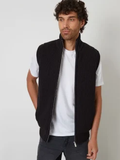 Threadbare Black Knitted Quilted Gilet
