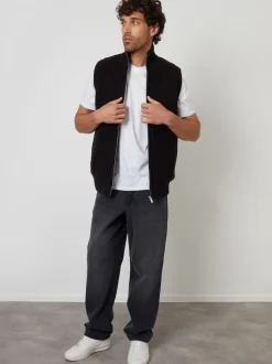 Threadbare Black Knitted Quilted Gilet