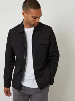 Threadbare Black Lightweight Collared Zip Up Jacket