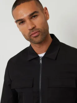 Threadbare Black Lightweight Collared Zip Up Jacket