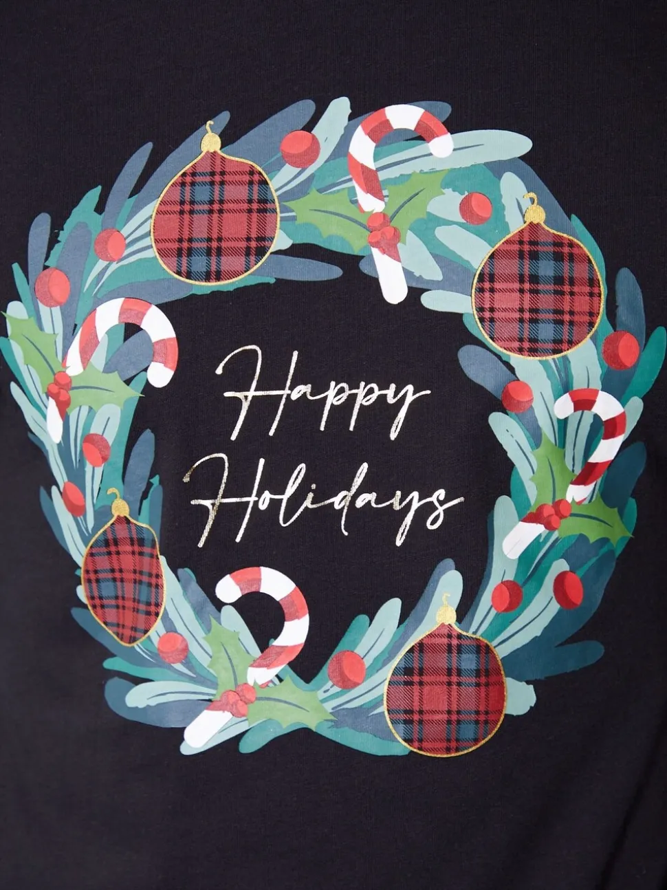 Threadbare Black Matching Christmas Holidays Check Family Pyjamas