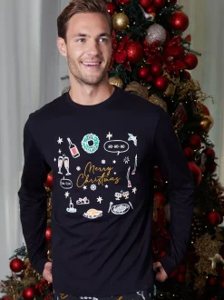 Threadbare Black Merry Matching Christmas Family Pyjamas
