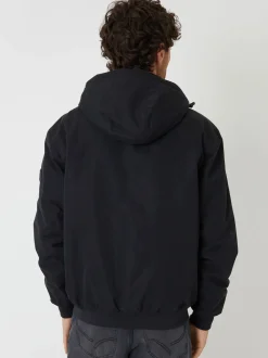 Threadbare Black Microfleece Lined Hooded Lightweight Jacket