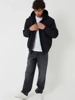 Threadbare Black Microfleece Lined Hooded Lightweight Jacket