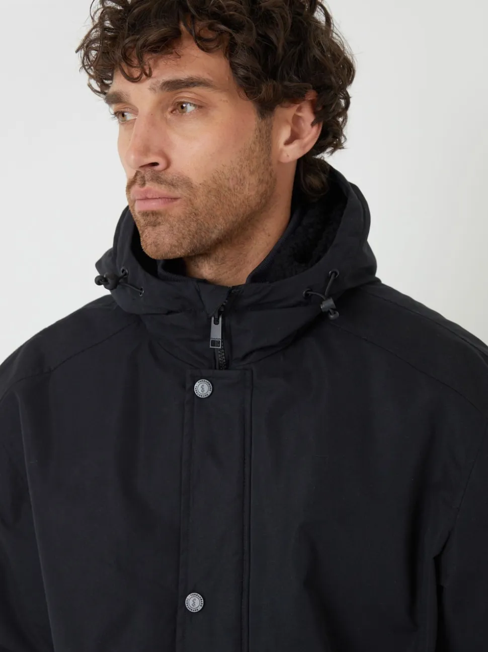 Threadbare Black Microfleece Lined Hooded Lightweight Jacket