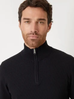 Threadbare Black Mini Cable Knit Quarter Zip Jumper