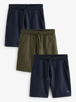 Threadbare Black/ Navy/ Khaki Assorted Sweat Shorts 3 Pack