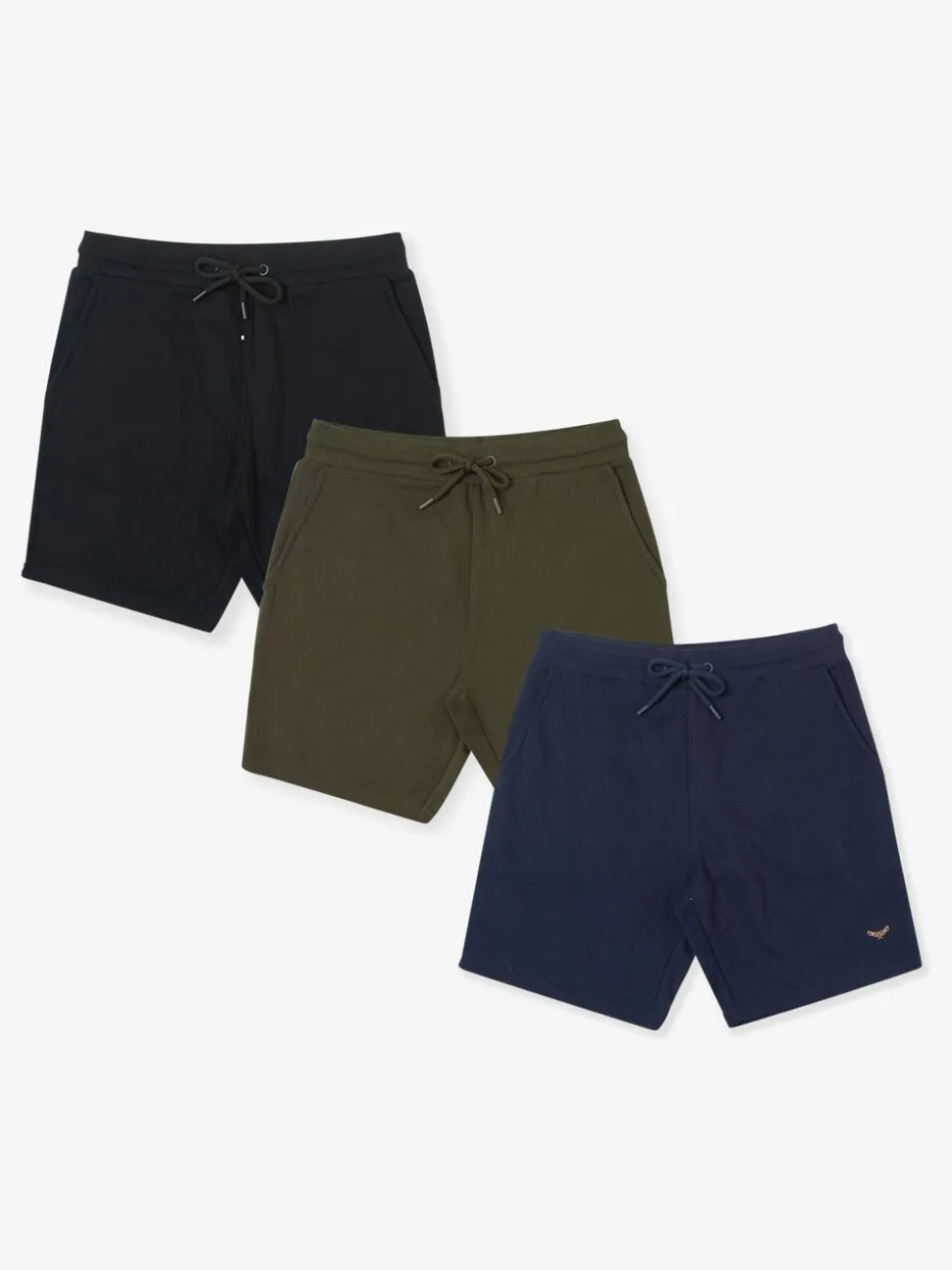 Threadbare Black/ Navy/ Khaki Assorted Sweat Shorts 3 Pack