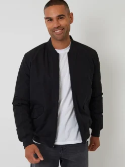 Threadbare Black Padded Bomber Jacket