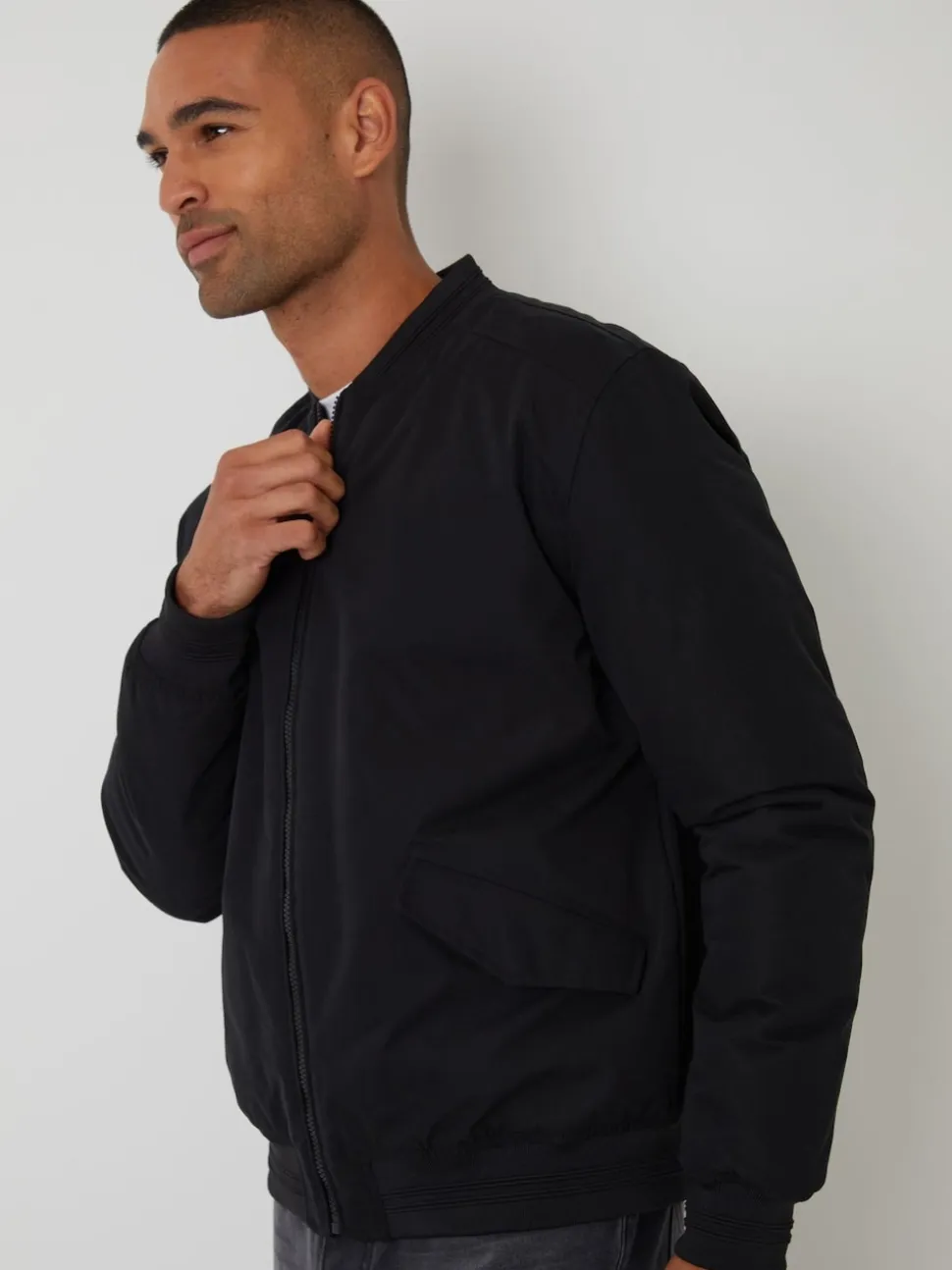 Threadbare Black Padded Bomber Jacket