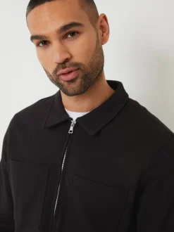 Threadbare Black Pique Zip Through Shacket