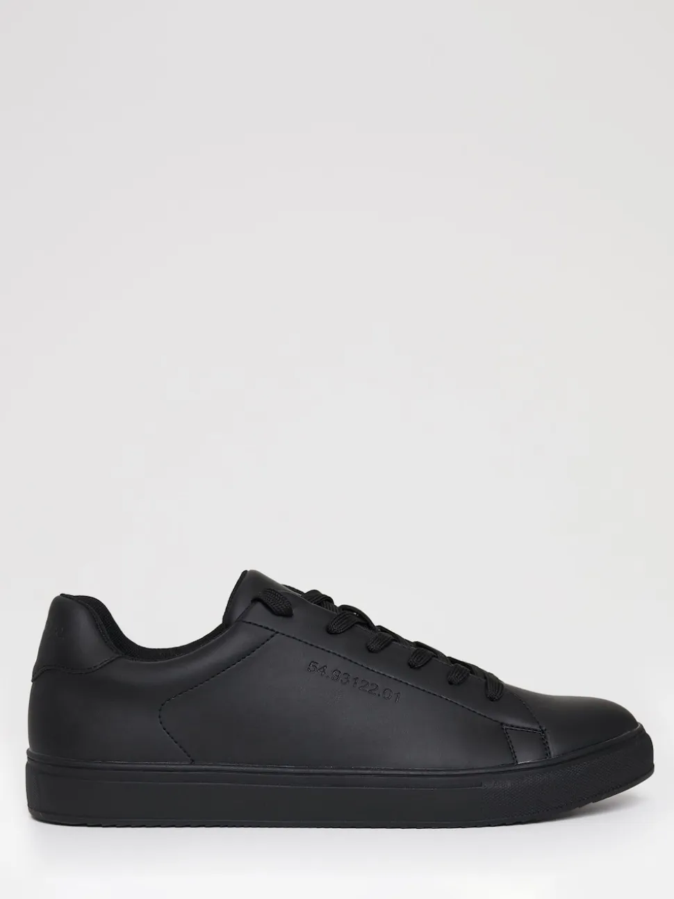 Threadbare Black PU Court Trainers