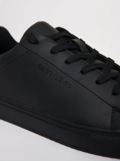 Threadbare Black PU Court Trainers