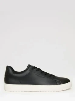 Threadbare Black PU Court Trainers