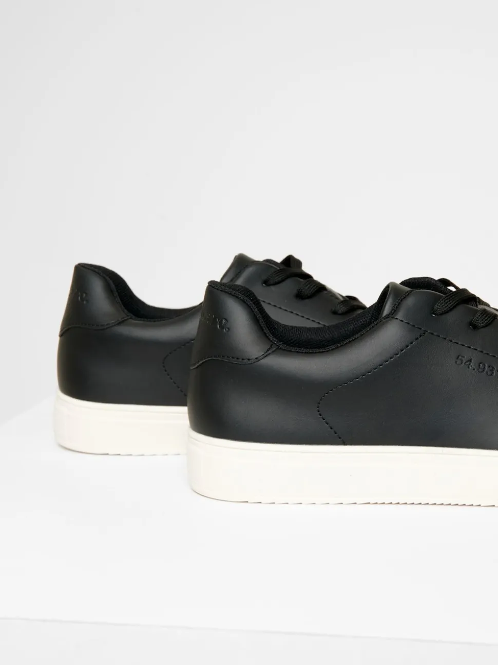 Threadbare Black PU Court Trainers