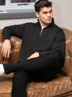 Threadbare Black Quarter Zip Neck Sweatshirt