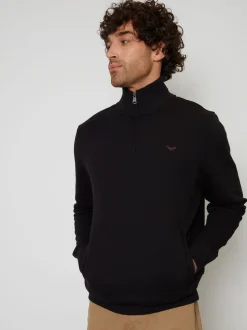 Threadbare Black Quarter Zip Neck Sweatshirt