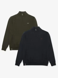 Threadbare Black Quarter Zip Neck Sweatshirts 2 Pack