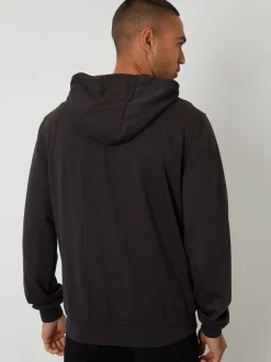 Threadbare Black Quilted Hybrid Hooded Jacket