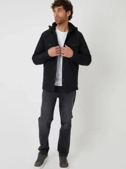 Threadbare Black Quilted Shacket with Borg Lined Hood