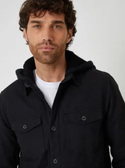 Threadbare Black Quilted Shacket with Borg Lined Hood