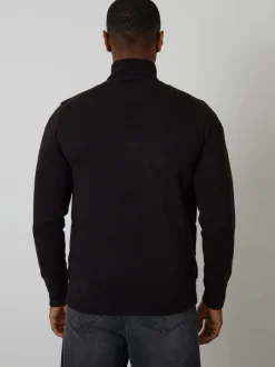Threadbare Black Quilted Zip-Up Knitted Jacket