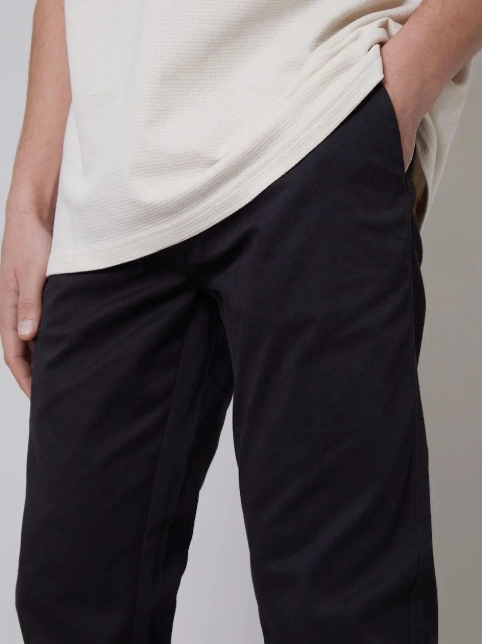 Threadbare Black Regular Fit Chino Trousers with Stretch
