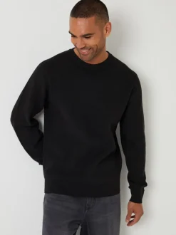 Threadbare Black Rib Knit Crew Neck Jumper