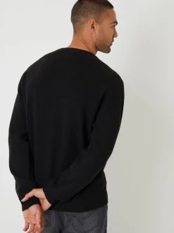 Threadbare Black Rib Knit Crew Neck Jumper