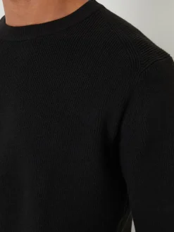 Threadbare Black Rib Knit Crew Neck Jumper