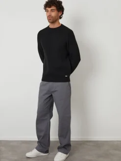 Threadbare Black Saddle Sleeve Knitted Crew Neck Jumper