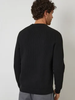 Threadbare Black Saddle Sleeve Knitted Crew Neck Jumper