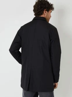 Threadbare Black Showerproof Padded Longline Trench Coat
